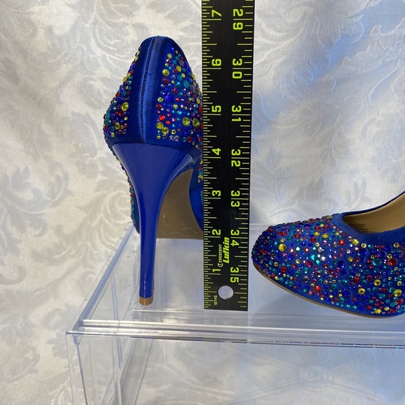 INC international concepts blue satin stiletto heels colorful rhinestones 6 - Picture 11 of 11